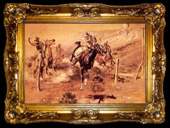 framed  Charles M Russell The Getaway, ta009-2